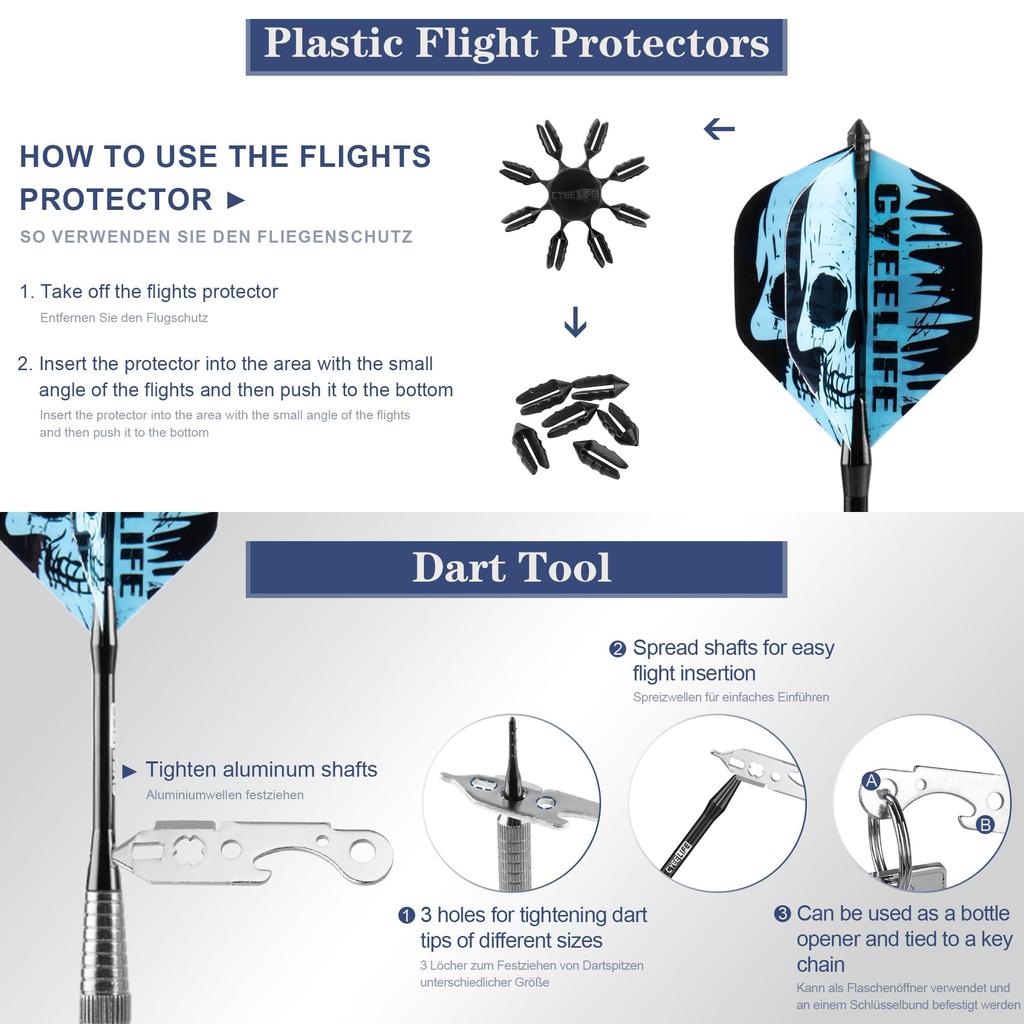 CyeeLife Plastic Tip Darts, 12-Piece Set, 15/17 Gram Professional Soft Tip Darts for Electronic Dartboards