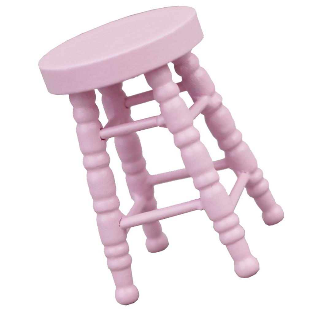 Realistic Wood Stool Zakka Realistic Pretend Play for Role Display Round Top Stool Model Vintage Stool 1:12 Doll House