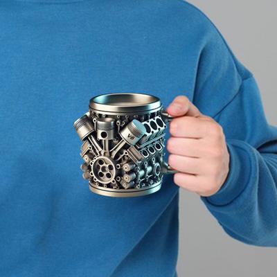 Handmade Coffee Cup V8 Engines Mug for Car Lovers Large Capacity Tea Cup Hot Beverage Mug for Home Office