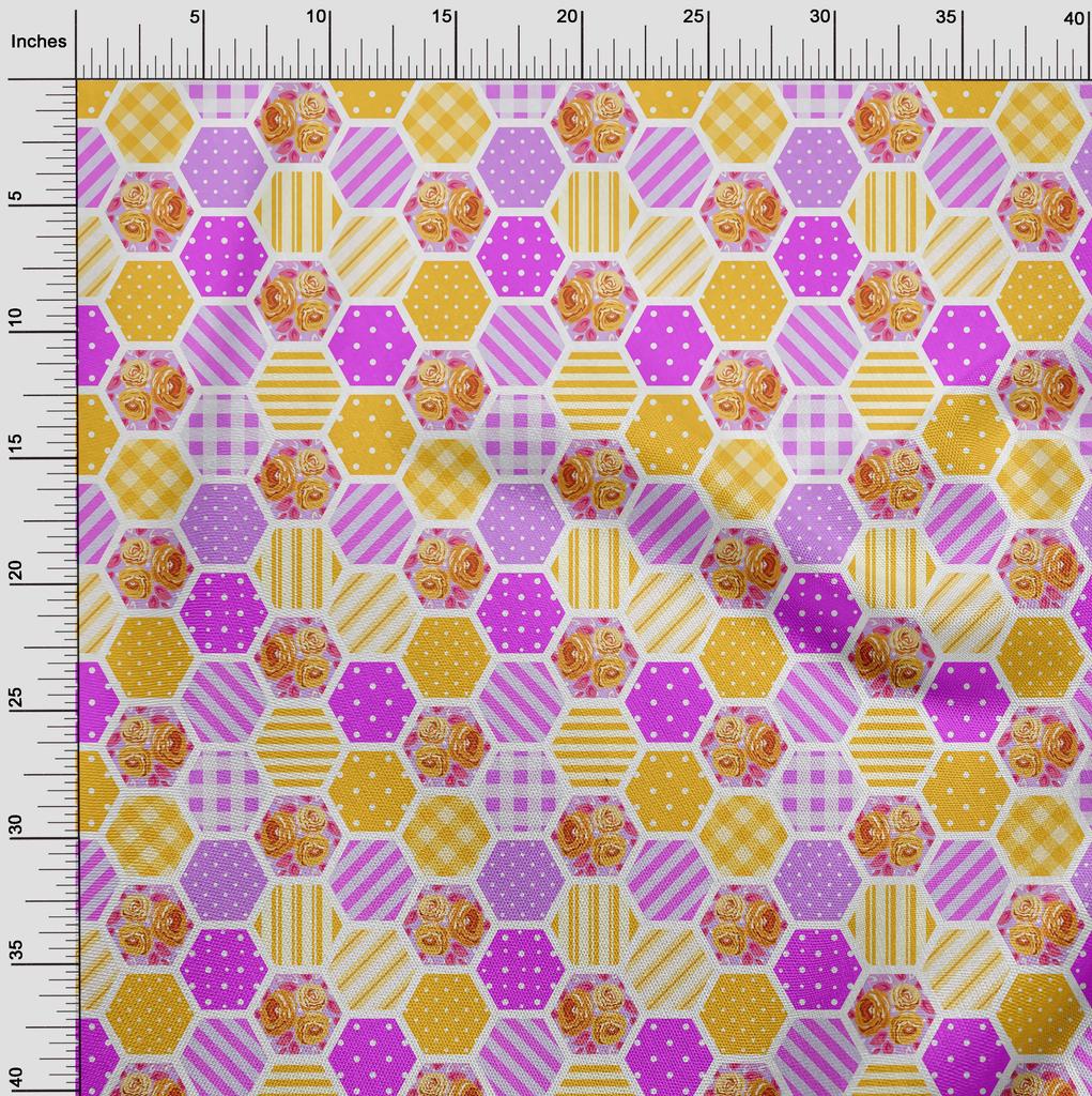 oneOone Cotton Flex Fuschia Pink Fabric Floral Sewing Fabric By The Yard Printed Diy Clothing Sewing Supplies 40 Inch
