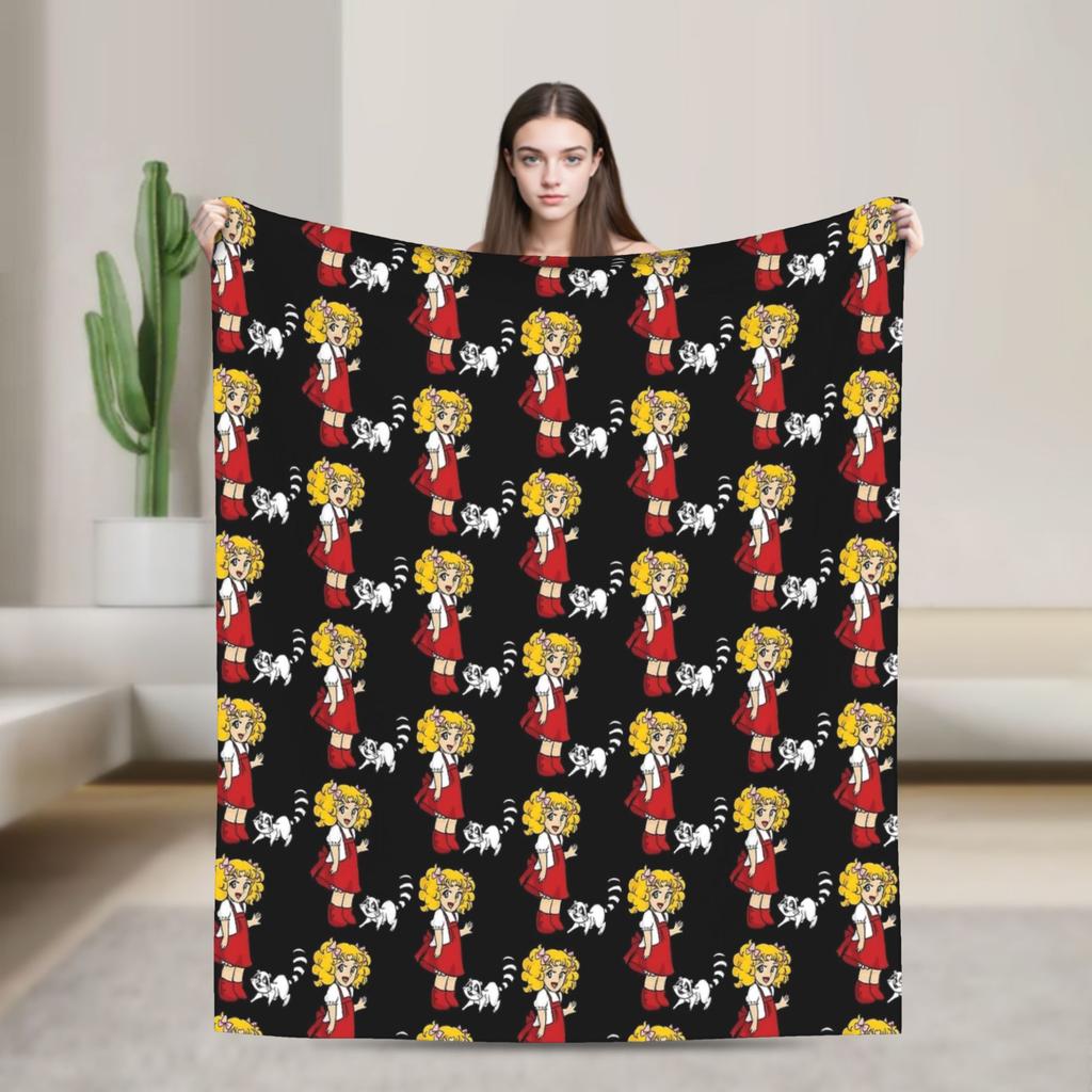 Candy Candy And Terry Anime Blanket  Warm Soft Funny Plush Bedding Throws For Couch Bed Travel Flannel Bedspread Bed Cover