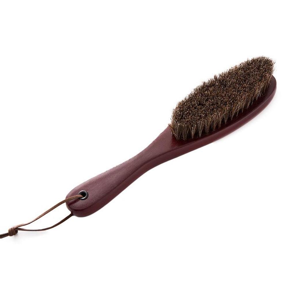 Horsehair Clothes Brush Handheld Wood Handle Replacement Household Coat Hair Beard Brushes Cleaning Tool with Lanyard