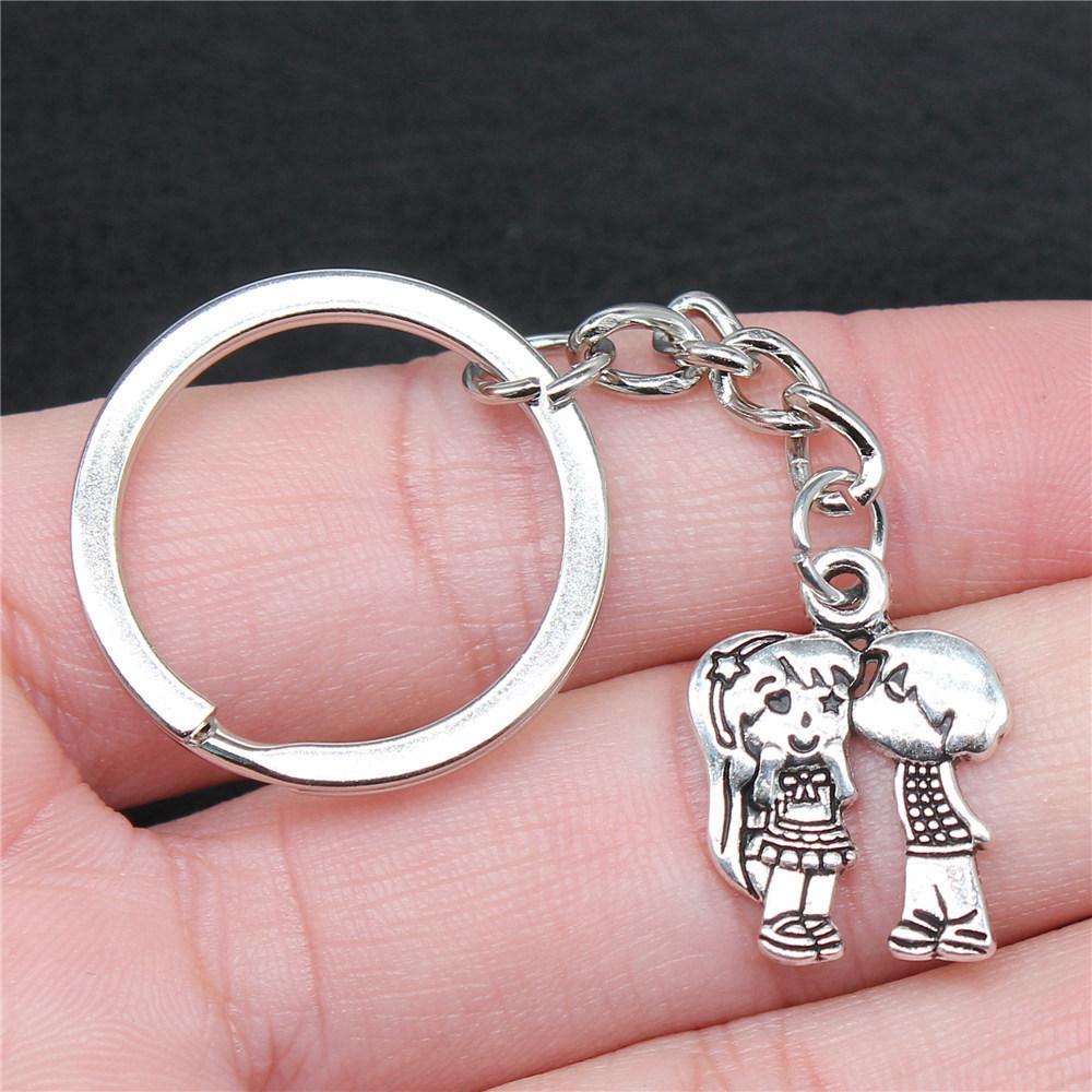 28mm Key Ring Couple Heart Love Minimalist Jewelry Components QY016
