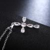 Women Teardrop Stone Cross Pendant Necklace with Central Round Stone Elegant Sparkling Religious Inspired Jewelry for Daily and Special Occasions