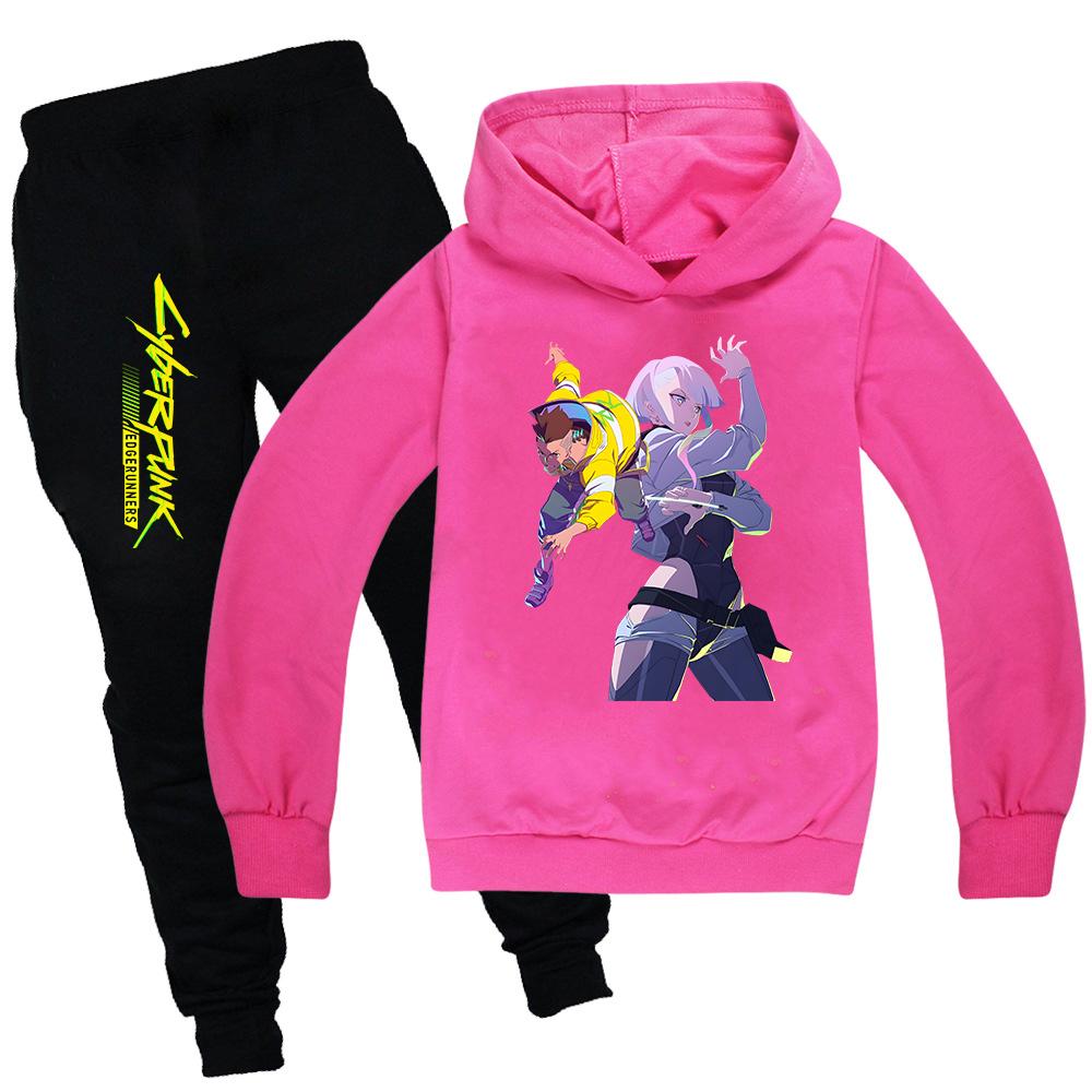 Kids Cyberpunk Edgerunners Thin Hoodie Boys/Girls Clothing Set