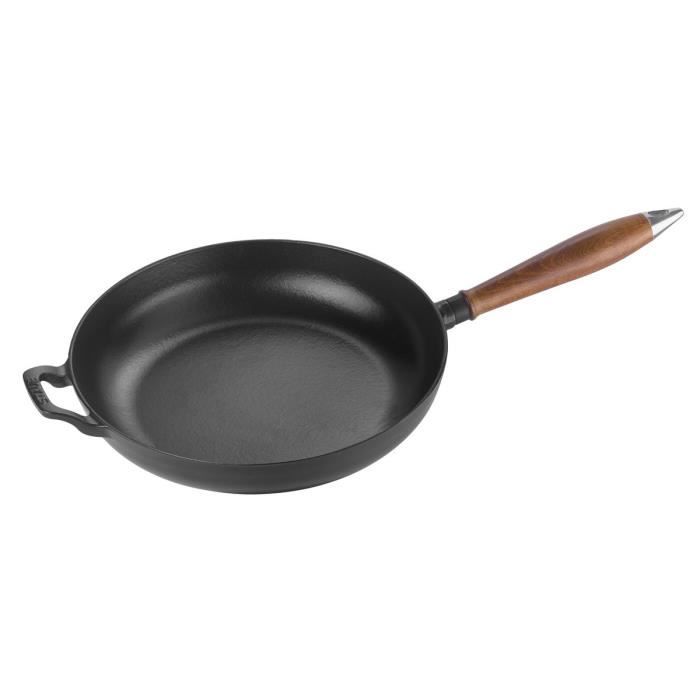 STAUB - Litinová pánev, 28 cm, Dřevěná rukojeť, Černá