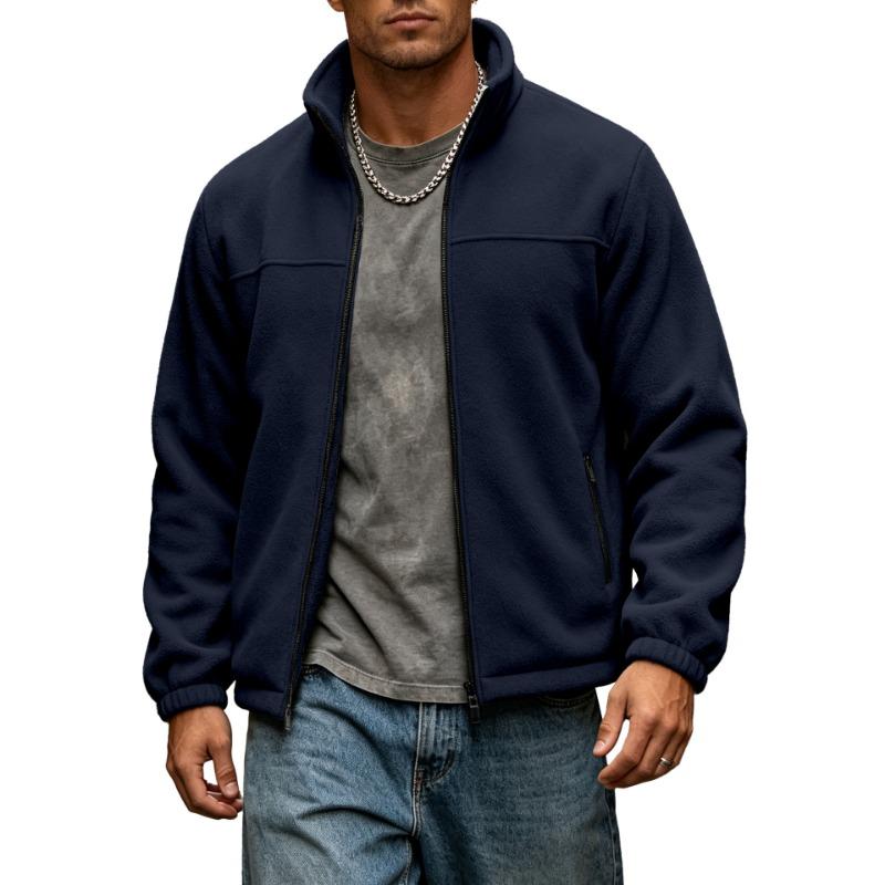 Men S Casual Fleece Lined Stand Collar Zip Up Sweatshirt