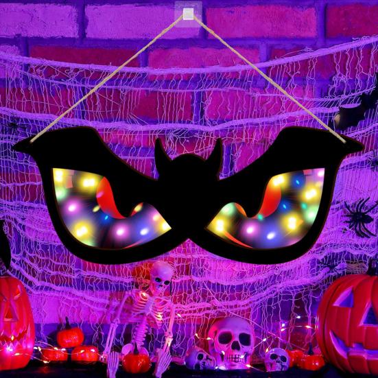Halloween LED Eye Light Decoration Large Wooden Glowing Flashing Eye Light with 8 Color Modes for Bushes Trees Windows Yard Halloween Decor