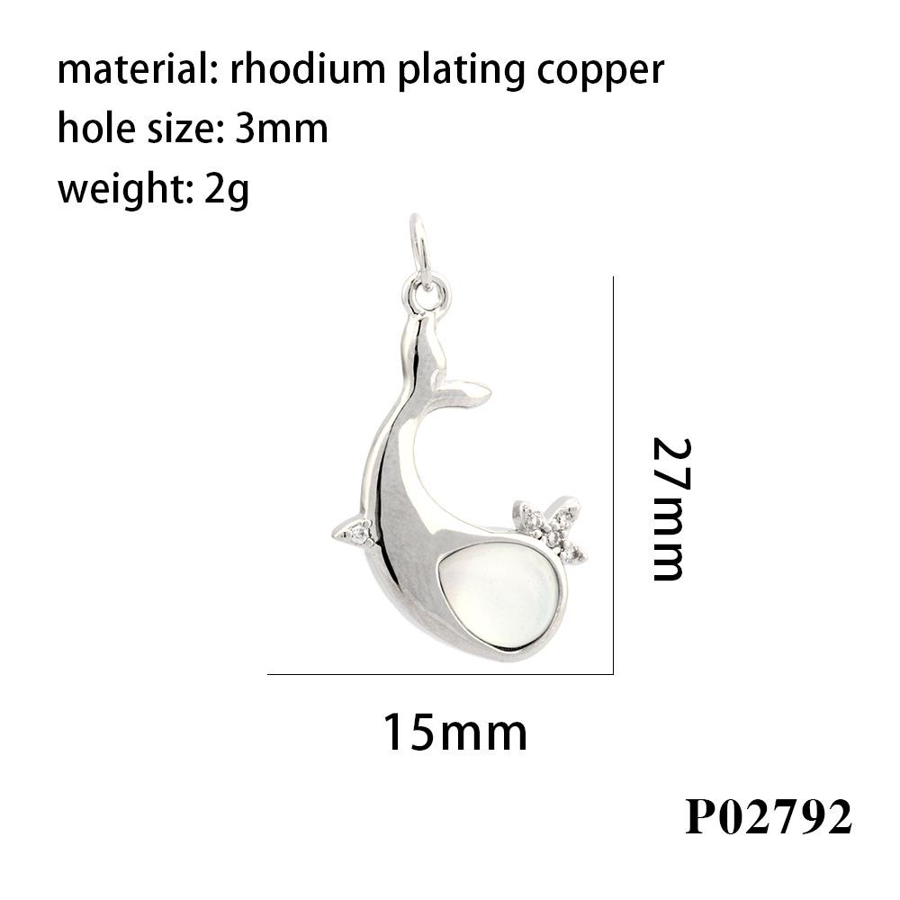18K Gold Plated Copper Whale Pendant Necklace with Crystal Inlay - DIY Jewelry Material