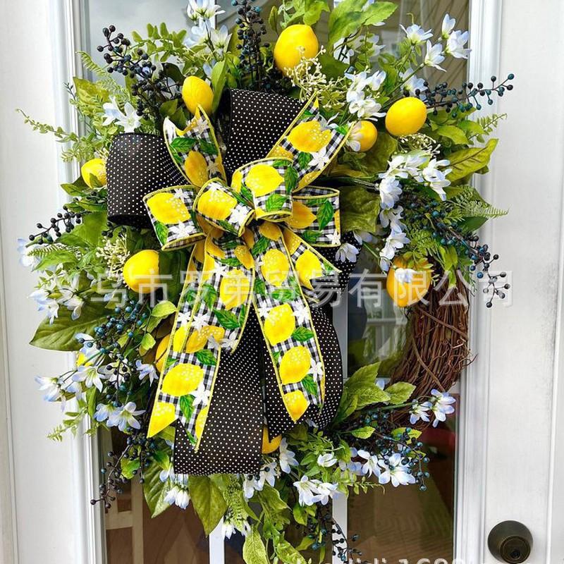 Artificial Lemon Peony Wreath Wall Hanging Decor Door Home Festival Party Decoration
