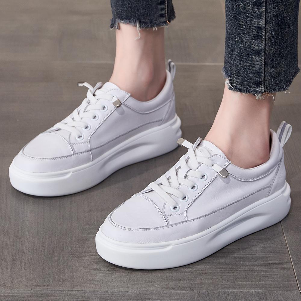 Spring Summer Shoes Women Platform White Flats Genuine Leather Sneakers Light Casual Shoes New Outdoor Walking Shoes