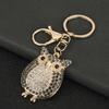 Rhinestones Owl Keychain Exquisite Owl Crystal Keychain with Rotating Lobster Clasp Elegant Bag Charms