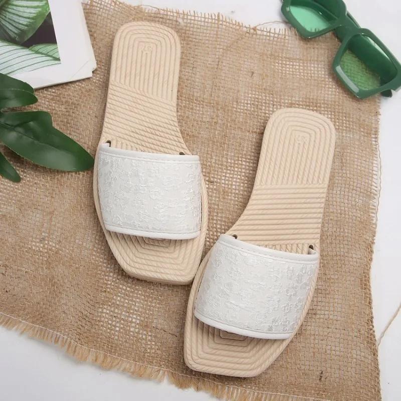 

2024 Женская мода тенденция нескользящая одежда удобная мягкая подошва плоские сандалии шлепанцы zapatos de mujer женская обувь сандалии 43 бежевый