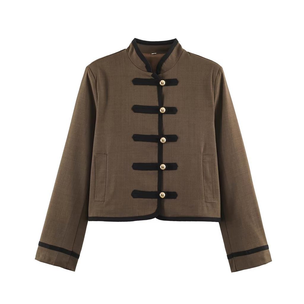 New autumn models, fashionable and casual style, versatile knot buckle temperament jacket, short coat