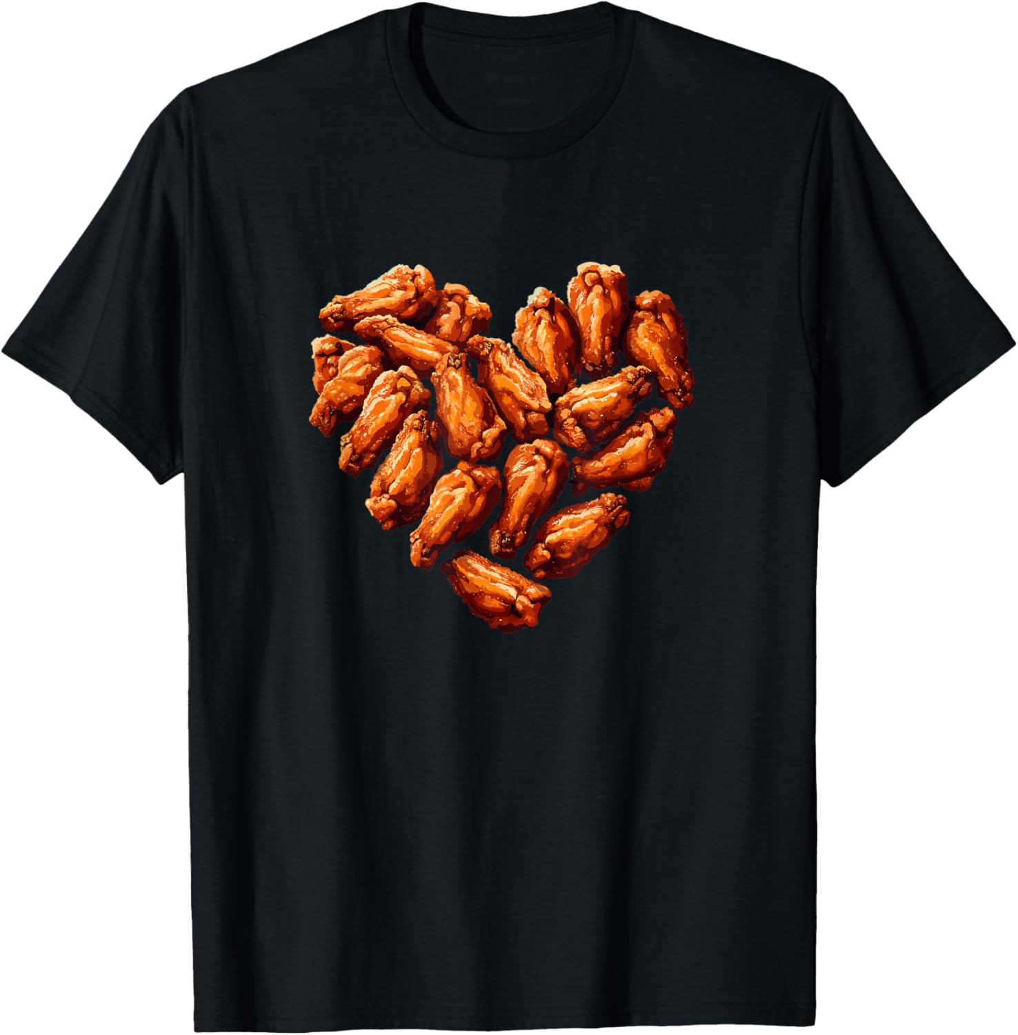 

Chicken Wings Heart Graphic Tee Funny Valentines Day Casual Cotton T-Shirt 4XL