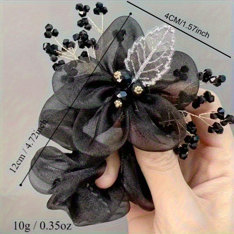 Women's Sweet Starry Hair Tie, 3D Petal Headband, Bun Accessory for Thick Hair, Minimalist Design, Elegant Glittery Ombre Ponytail Clip, Elastic Scrun