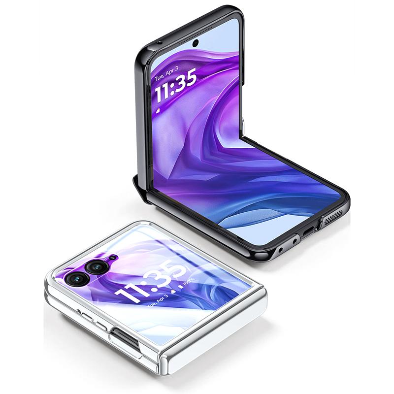 For Motorola Razr 50 5G Case PC+Acrylic Phone Cover with Rear Small Screen Protector Hinge Protection