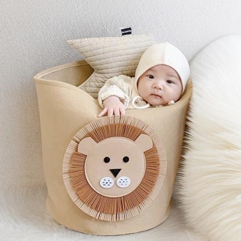 Trendy Korean Cartoon Animal Felt Storage Hamper - Large Capacity, Washable