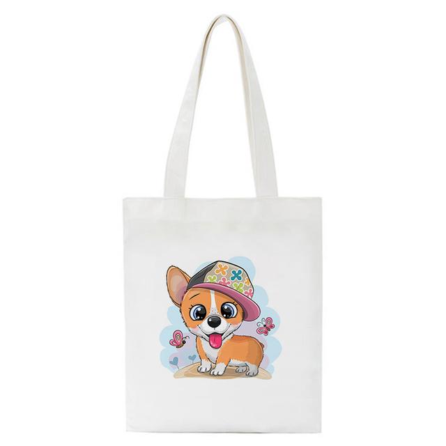 

Многоразовая сумка для покупок с милым щенком и принтом, женская парусиновая сумка, сумки-тоут с героями мультфильмов Bolsa De Compras Kawaii, сумки-шоппер на плечо 34*42cm