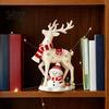 Holiday Atmosphere Table Accessory Christmas Reindeer Snowman Resin Figurine, White Deer Statue with Red Scarf, Charming Winter Decor Tabletop