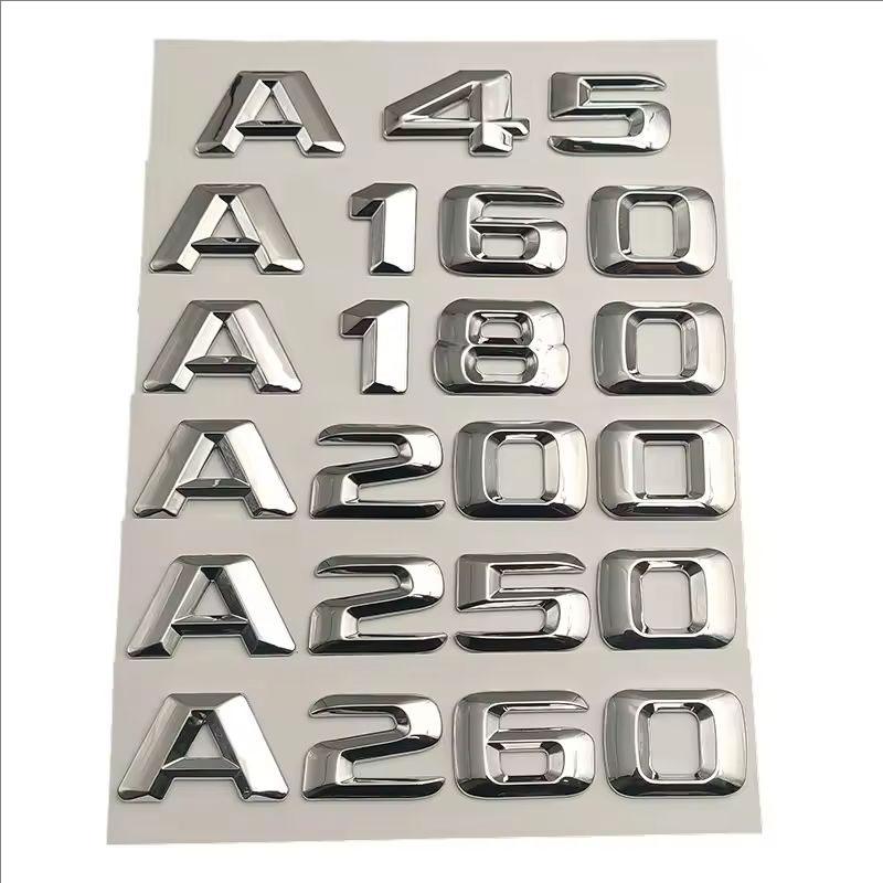 AAZD1 3D ABS Black Chrome Car Letters For A35 A45 A160 A180 A200 A220 A250 Emblem Logo Badge Rear Trunk Sticker Accessories
