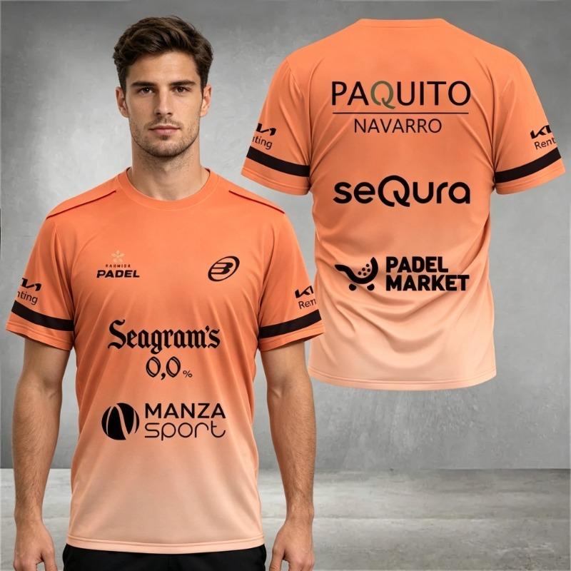 Maglia Sportiva Professionale da Padel da Uomo a Manica Corta Traspirante Asciugatura Rapida Top da Allenamento Partita Divisa di Squadra Stampata