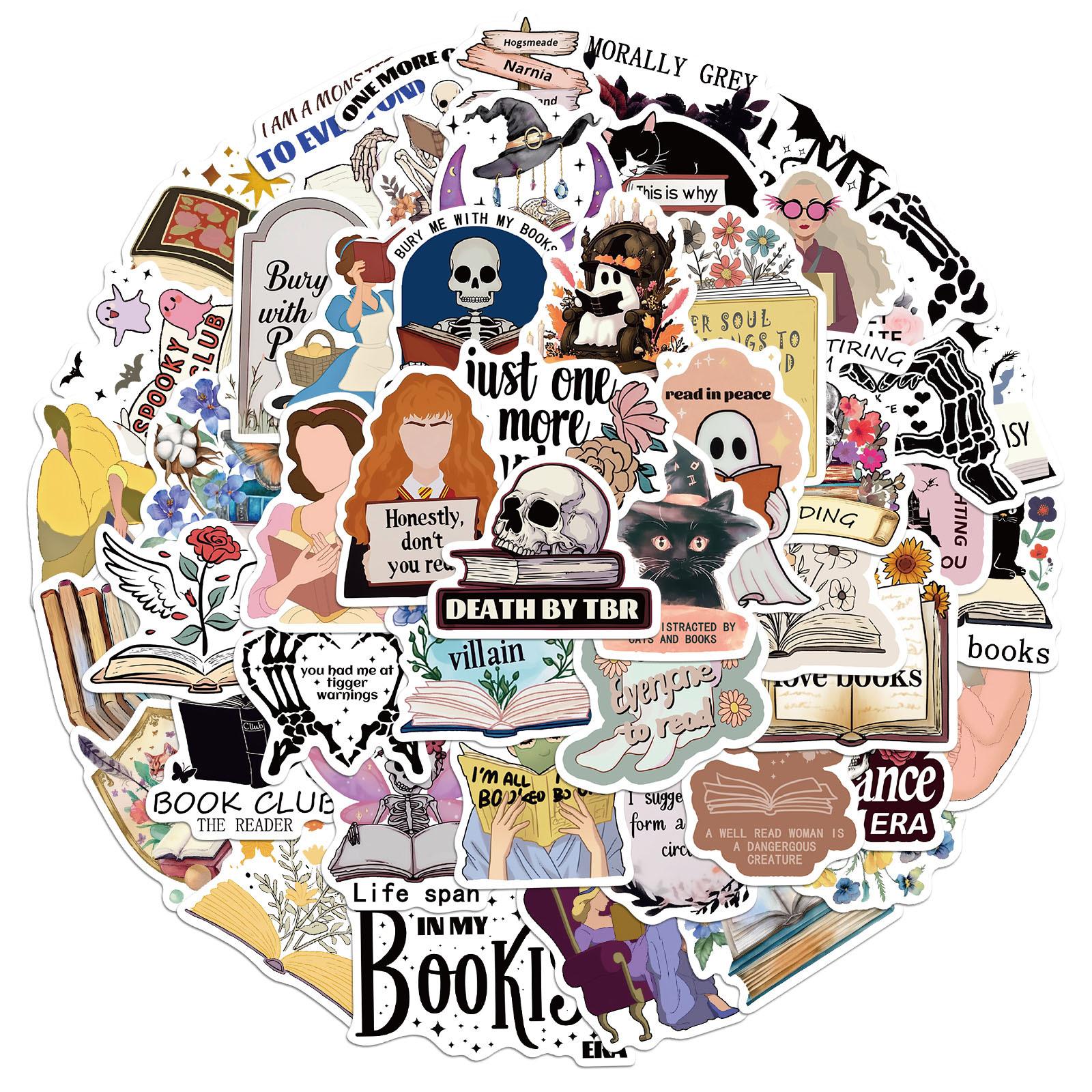 

50pcs Cartoon Bookish Diary Reading Book DIY Stickers Scrapbooking Phone Luggage Skateboard Waterproof Decals