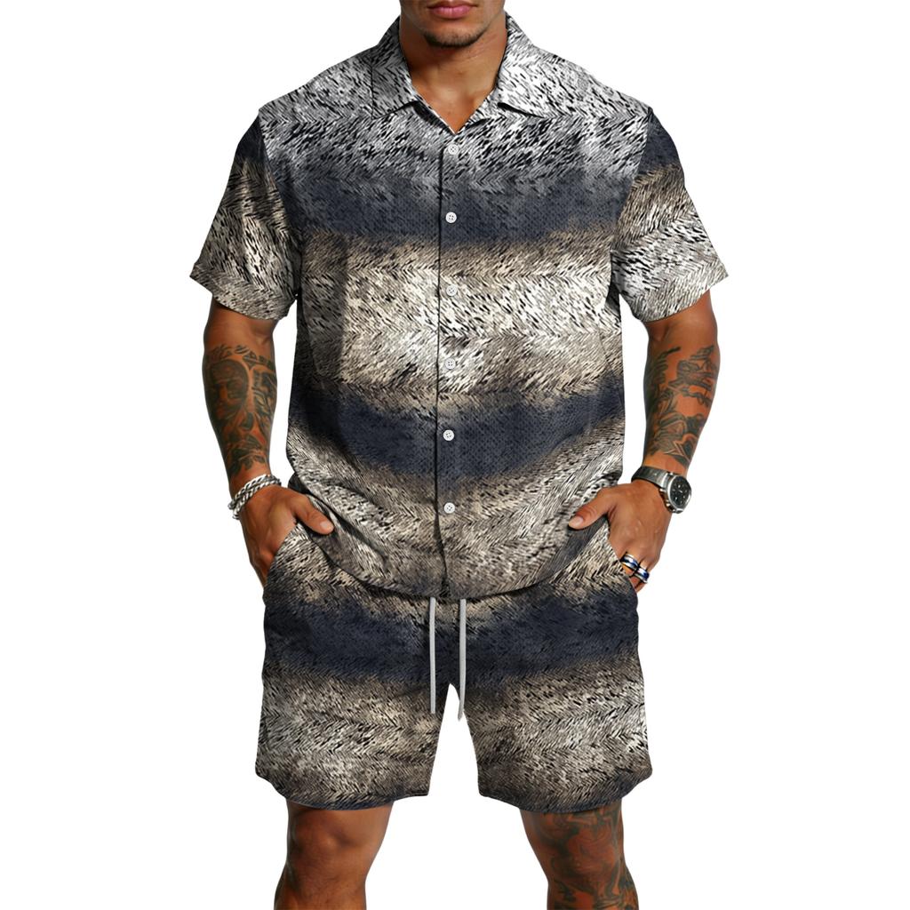 Herren Casual Leichtes Atmungsaktives Kurzarmhemd und Shorts Set