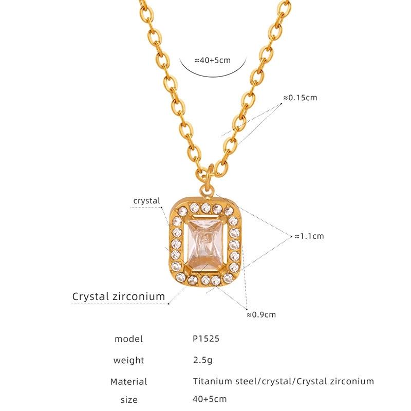 LT-P1521 New Retro Style Light Luxury French Pendant Necklace Titanium Steel 18K Gold/Silver Plated Zircon Heart Shape Jewelry