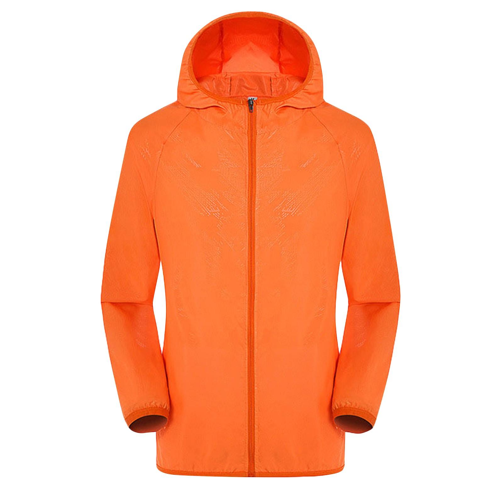

Unisex Solid Color Waterproof Sunscreen Packable Ultralight Windbreaker XXL помаранчевий
