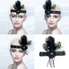 Sparkling Tassels Feather Hairband Elastic Stretch Design With Ostrich Peafowl Feather Stylish Headwear For Women Girls