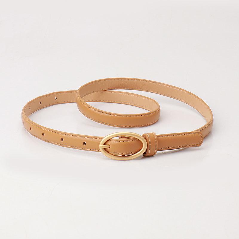 New Women's Fresh Thin Belt - Dopamine Oval Buckle, Fashionable & Versatile for Dresses