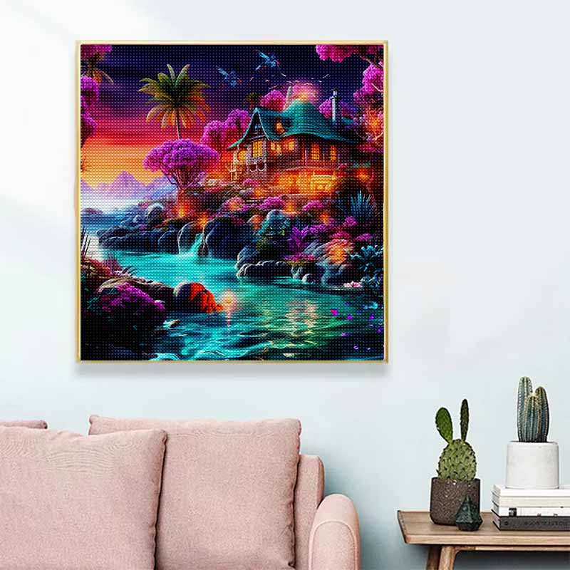 New Arrival 5D DIY Full Circle Diamond Painting "Secret Castle" Embroidery Cross Stitch Home Decor Gift