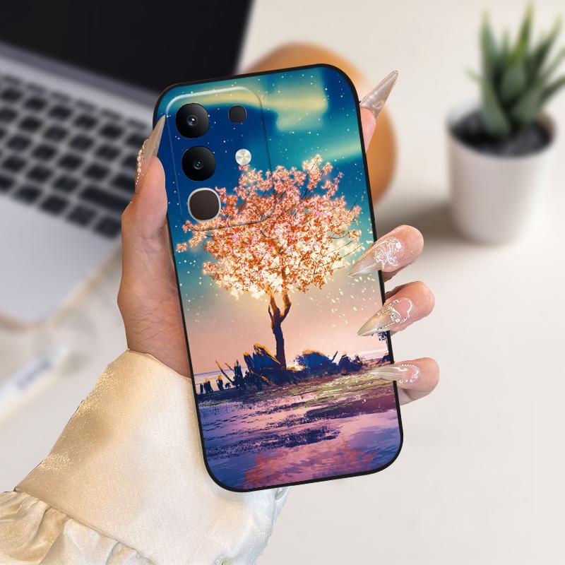 Pro vivo Y29 4G Pouzdra Y 29 Roztomilý Kreslený Potisk Černé Měkké Silikonové TPU Kryt Telefonu Pro Vivo T4x 5G Ochranné Pouzdro Fundas Case Capa