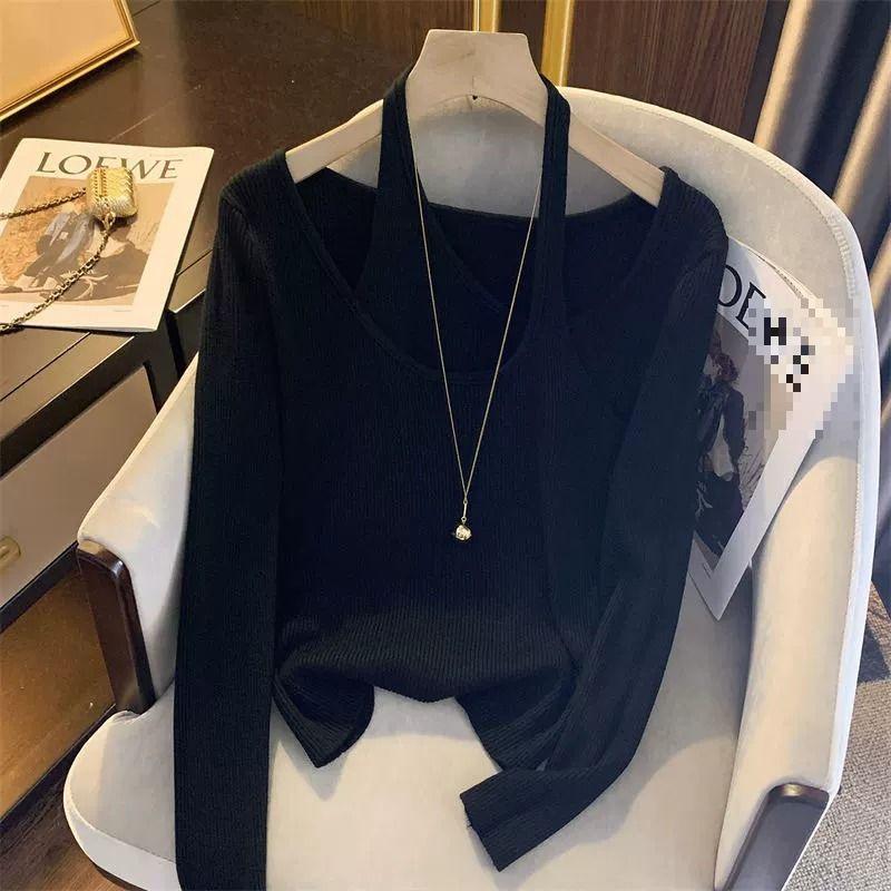 

Plus Size Women s Long-Sleeve Halter Neck Layered T-Shirt for Autumn/Winter L (90-120 jin)