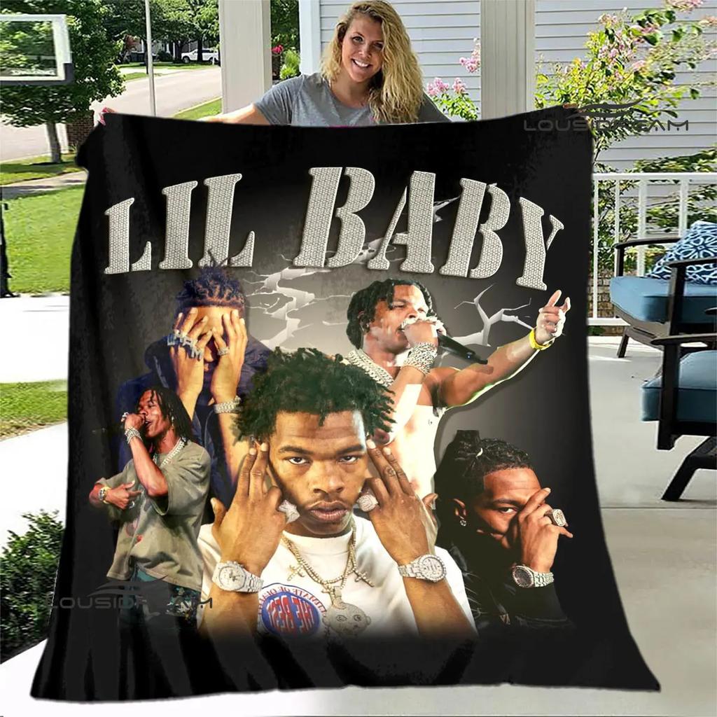 Hip -hop Singer Lil Baby Printing Blanket Children's Warm Blanket T Flange Blanket Home Travel Blanket Bed Linings Birthday Gift