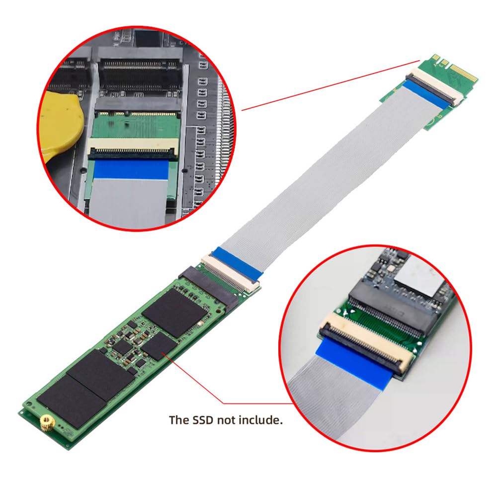 Cablecc NGFF 2280 2230 Male To NVME Female Extension Cable for Laptop Mainboard SSD A+E-Key M-Key