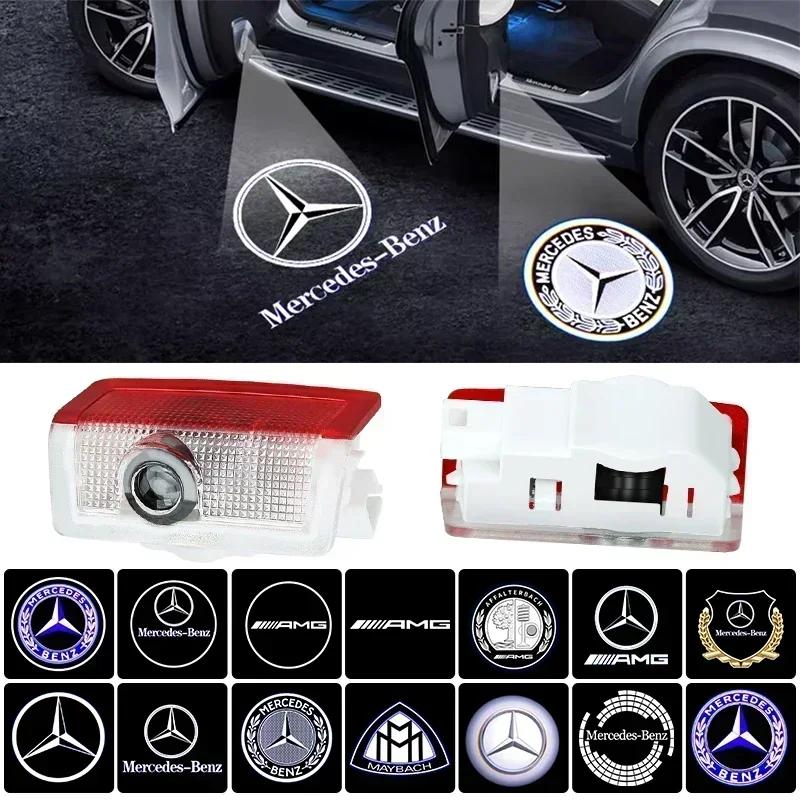 AATB1 2pcs Led Car Door Logo Welcome Light For Mercedes Benz AMG A C E GLC GLA GLE GLB Class W177 W205 W212 W213 X253 X156 W166 X247