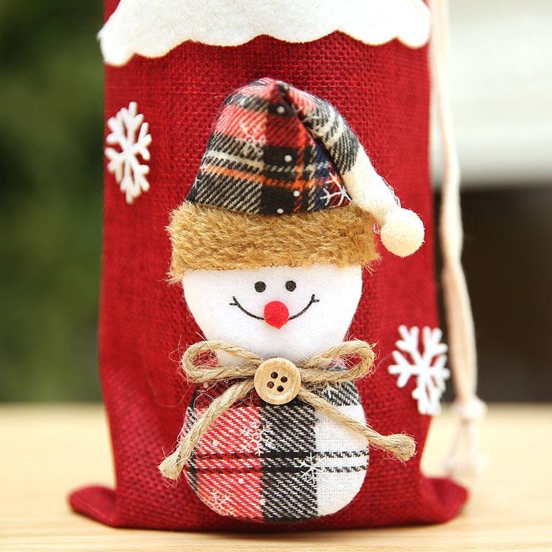 1pcs Fashion Christmas Wine Bottle Cover Cartoon Snowman Champagne Bottle Bag Cute Home Festive Table Decoration Supplies