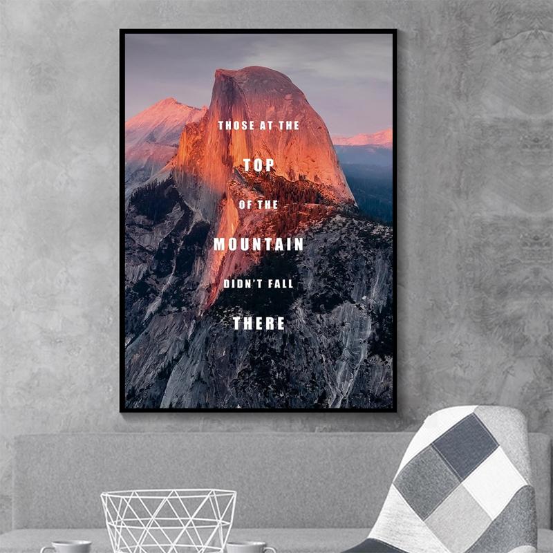 Montagna Citazione motivazionale Pittura su tela Poster e stampe ispiratrici Immagine di arte della parete per la decorazione della parete del soggiorno Cuadros
