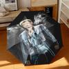 1pc French rock legend Johnny Hallyday Umbrella Portable Folding Umbrella Iron Frame Hole Bone Structure Outdoor Home Umbrella