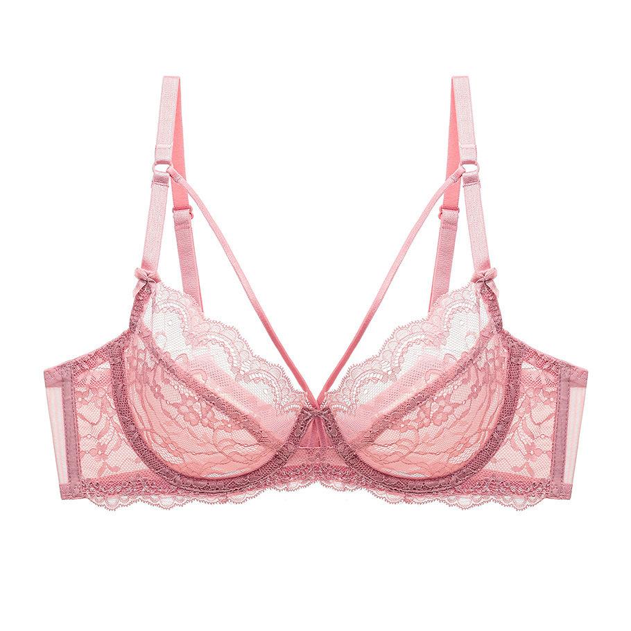 

Французское женское сексуальное ультратонкое прозрачное кружевное нижнее белье без губки, бюстгальтер большого размера для маленькой груди, закрывающий грудь 95D