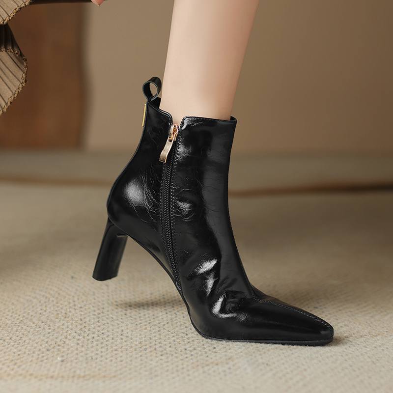 Krazing Pot Botas de moda de tacón alto con punta cuadrada de