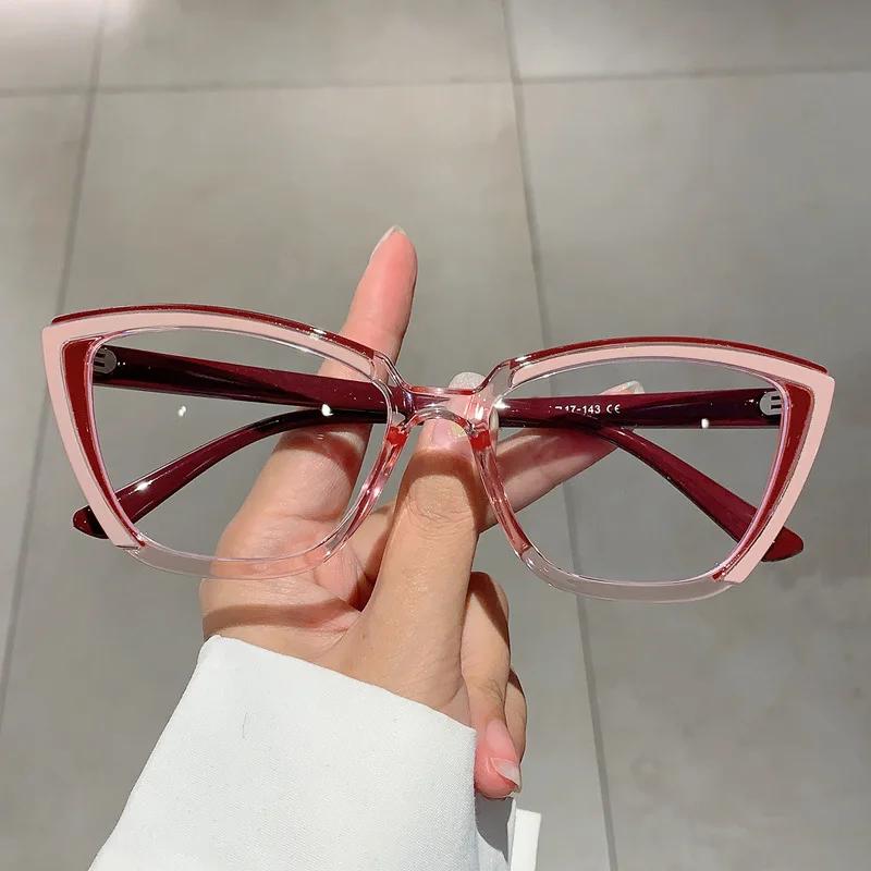 

Popular Punk Luxury Anti Blue Light Optical Cat Eye Glasses Women Vintage Brand Designer Myopia Prescription Eye Glasses Frame