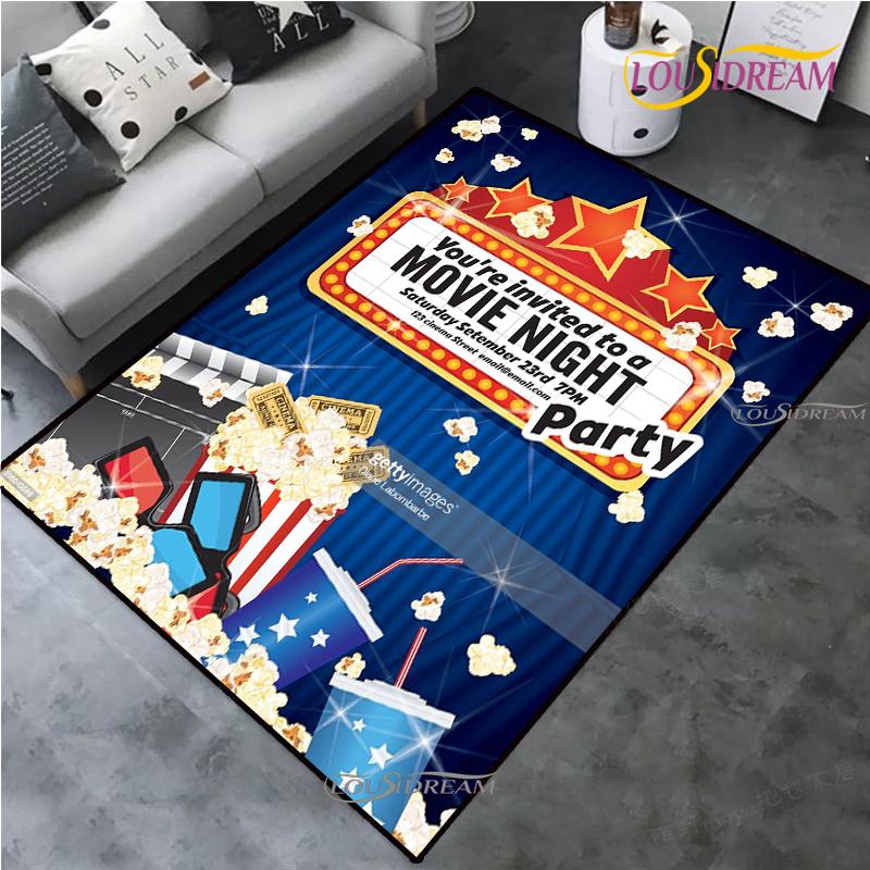 Movie Night Clapboard Area Rug Home Theater Film Art Rugs Cinema Carpet Non-Slip Home Decoration for Bedroom Living Playing Room