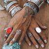 Jewelry Oversized Sparkling Ruby And White Gemstone 7-Piece Bohemian Combination Ring