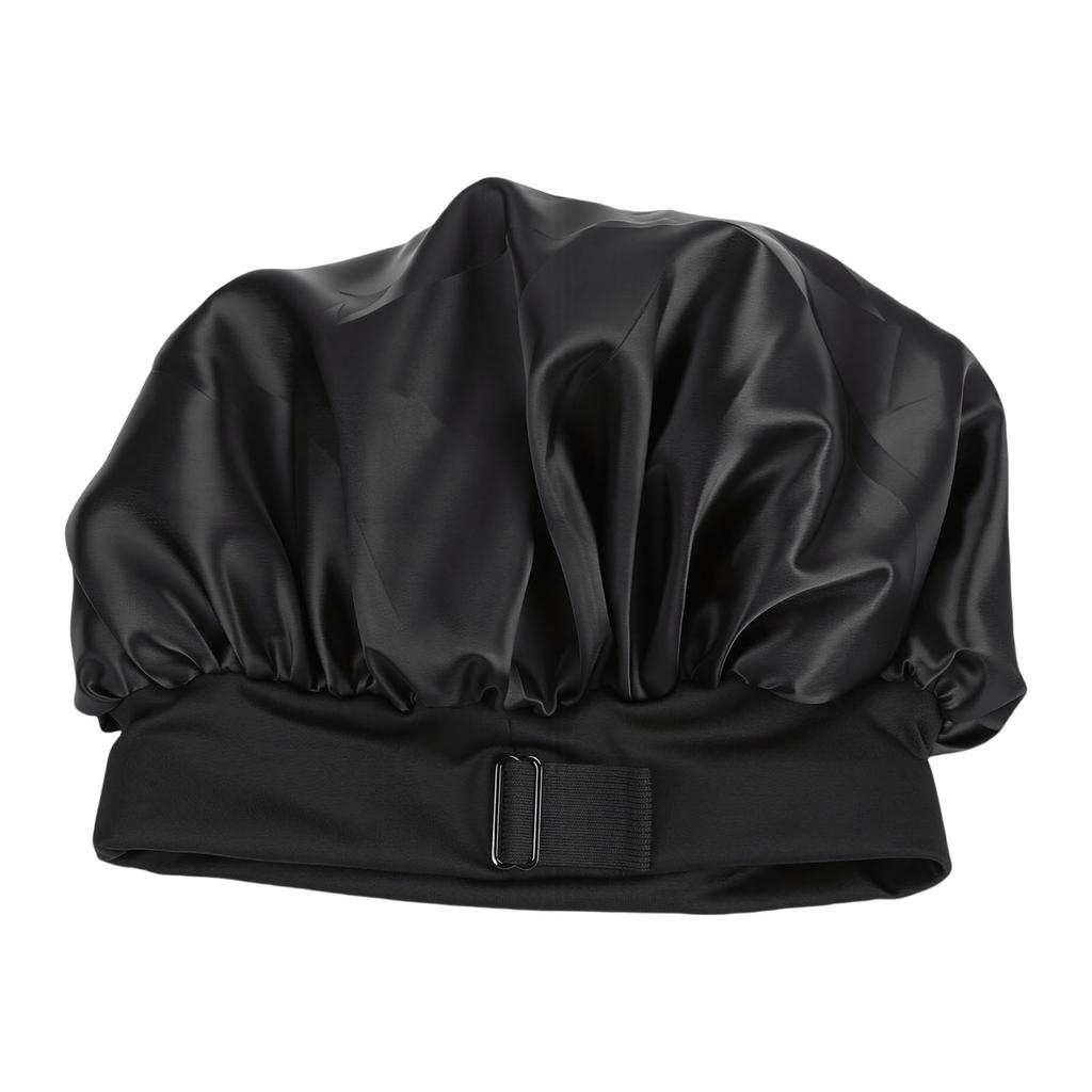 Sleep Bonnet Adjustable Head Wrap Anti Slip Double Layer Hair Bonnet for Long Curly Braided Hair Black with Black Lining