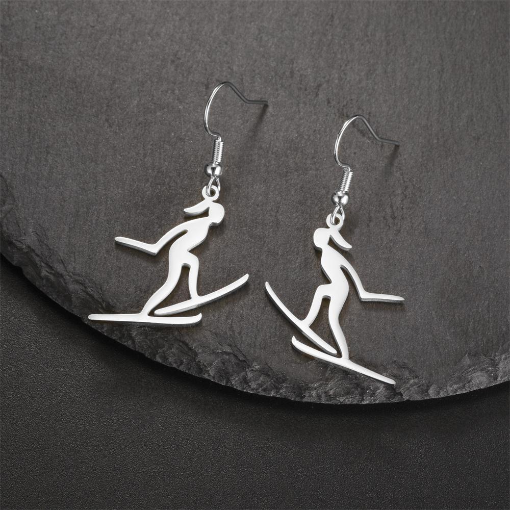 

My Shape Ski Girl Drop Earrings for Women Sports Lover Skier Skiing Dangle Earrings Artistic Gymnastics Stainless Steel Jewelry