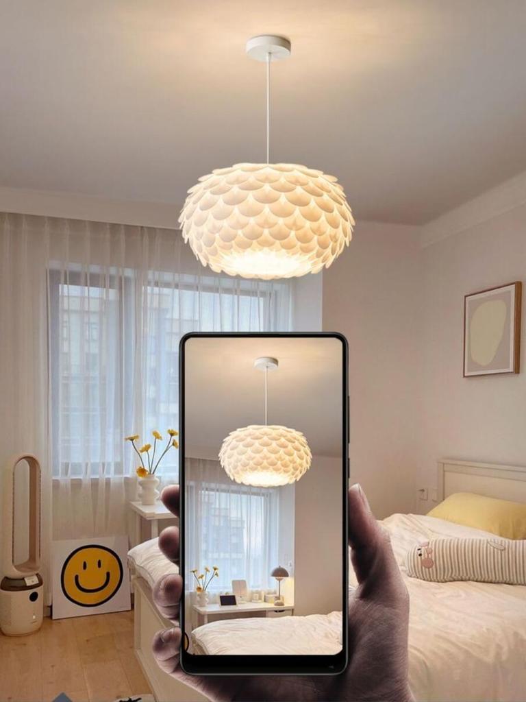 Minimalist Feather Chandelier for Bedroom or Children's Room - French Cream Design
