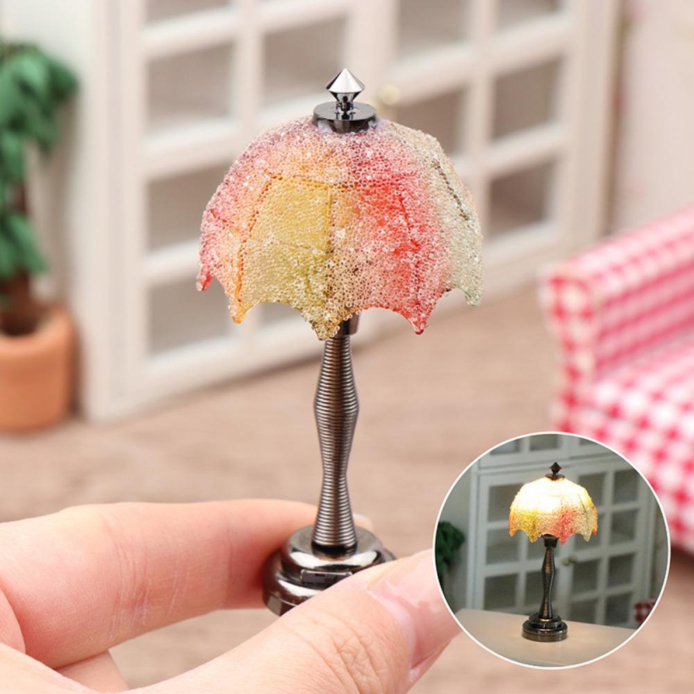 Mini Dollhouse Colored Glass Lamp 1:12 Ceiling Lamp Chandelier Doll House Accessories